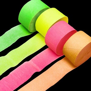 4 Rolls Neon Crape Paper/Flouriscent Crape Paper Streamers