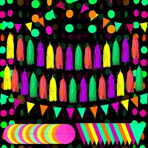 Neon Party Set/Black Light Reactive Decorations/Glow Party Supplies