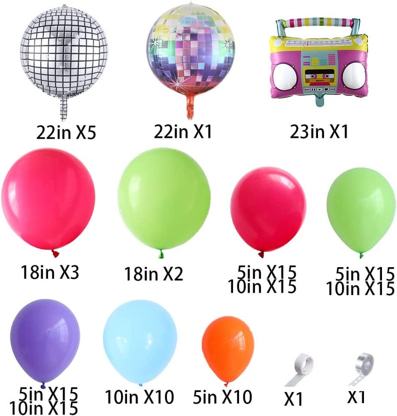 Retro Party Disco Balloon Garland, Back to 80s 90s Party Decorations Etsy