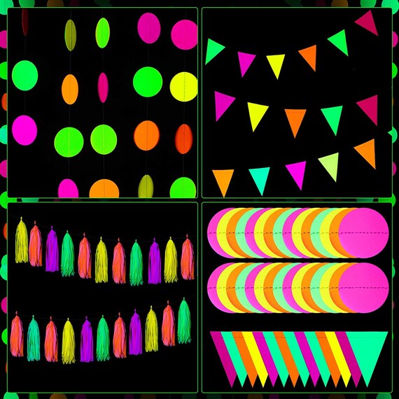 Neon Party Set/black Light Reactive Decorations/glow Party Supplies -   Finland