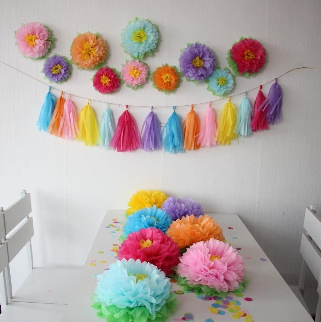 36 Fiori Giganti In Carta Velina Colorata 50 Cm – Decorazioni Per Feste Messicane, Compleanni E Sfondi Fotografici