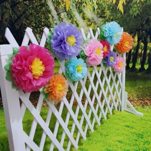 Set di fiori di carta colorati, 10 fiori di carta velina, fai da te per compleanno, carnevale, decorazione da parete