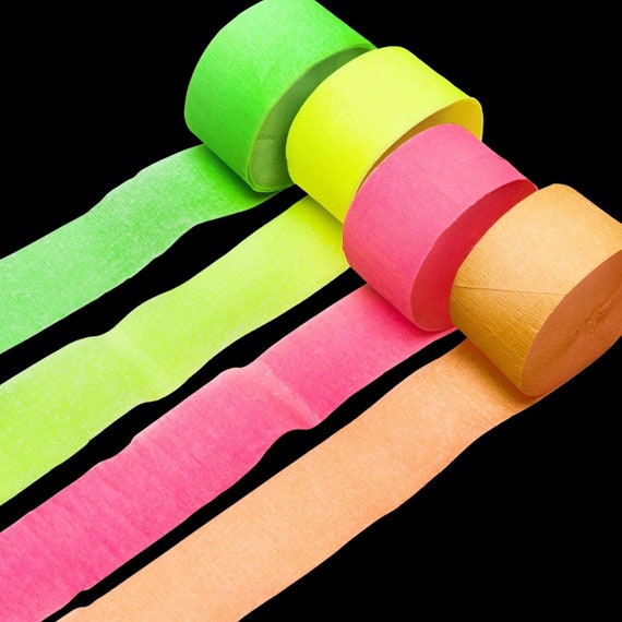 4 Rolls Neon Crape Paper/flouriscent Crape Paper Streamers 