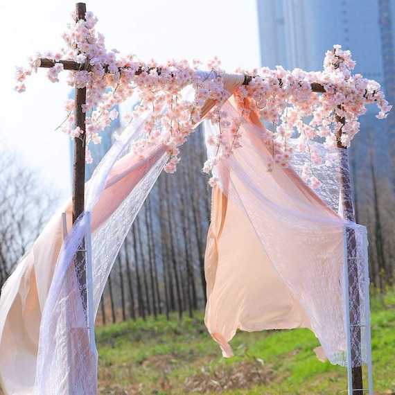 1,8 m Fiore di ciliegio rosa Fiore artificiale Ghirlanda di seta Ve Festa in casa Arco da giardino Decorazione di sfondo di nozze Fiore finto