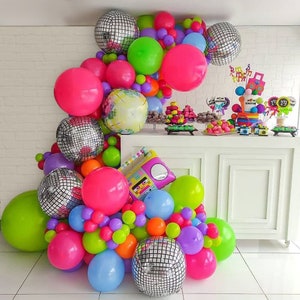 Retro Party Disco Balloon Garland, Back to 80s 90s Party Decorations