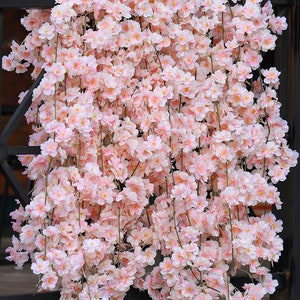 人工桜の花のつる、4個の吊り下げシルクフラワーガーランド、ウェディングパーティーホームデコレーション用