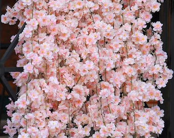 Artificial Cherry Blossom Flower Vines,4 Pcs Hanging Silk Flowers Garland for Wedding Party Home Decor