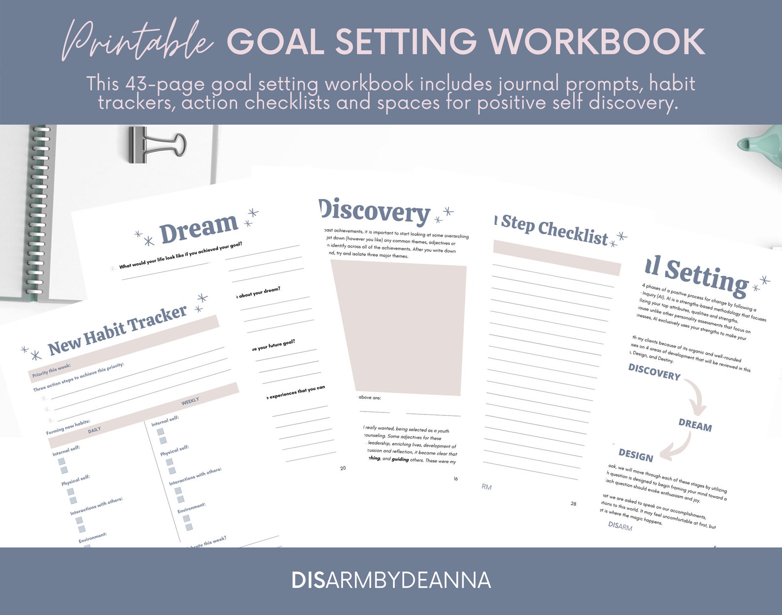 GOAL SETTING WORKBOOK Printable Goal Planner Toolkit Dream Setting