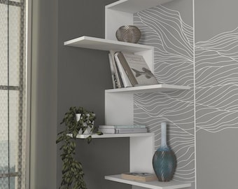 Hörnhylla Bokhylla: Dekorativ väggmonterad display, Bokhörnor, 113 cm