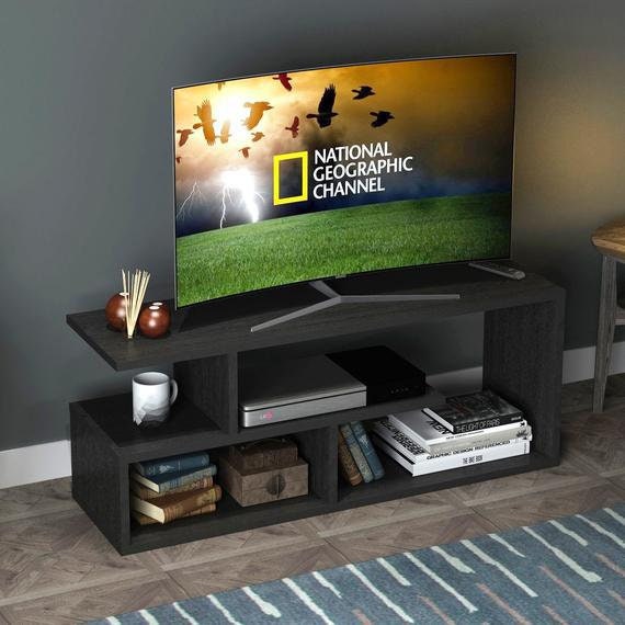 Soporte de TV LED blanco para TV de 55 pulgadas, moderno centro de  entretenimiento para juegos, pequeños soportes de televisión con estantes  de