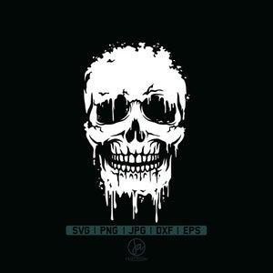 Dripping Skull SVG | Melting Skull Svg | Skeleton SVG | Skull Svg | Gothic Decal T-Shirt Sticker Graphics | Instant Download | Png Dxf Eps