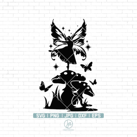 Fairy in Mushroom svg | Fairy in Garden Svg | Enchanted Fairy Svg | Fairy Svg | Magical Fairy Svg | Silhouette Fairy | Png Dxf Jpg Eps