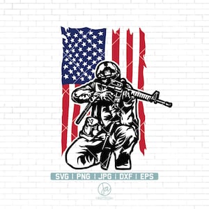 US Veteran SVG | American Soldier svg | Veteran Soldier with Flag svg | US flag svg | Soldier Cut File | Veteran Shirt | Png Dxf Jpg Eps