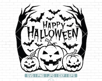 Happy Halloween Svg File | Happy Halloween Sign | Pumpkin Svg | Bat Svg | Halloween Shirt | Halloween Cricut File | Svg files for Cricut