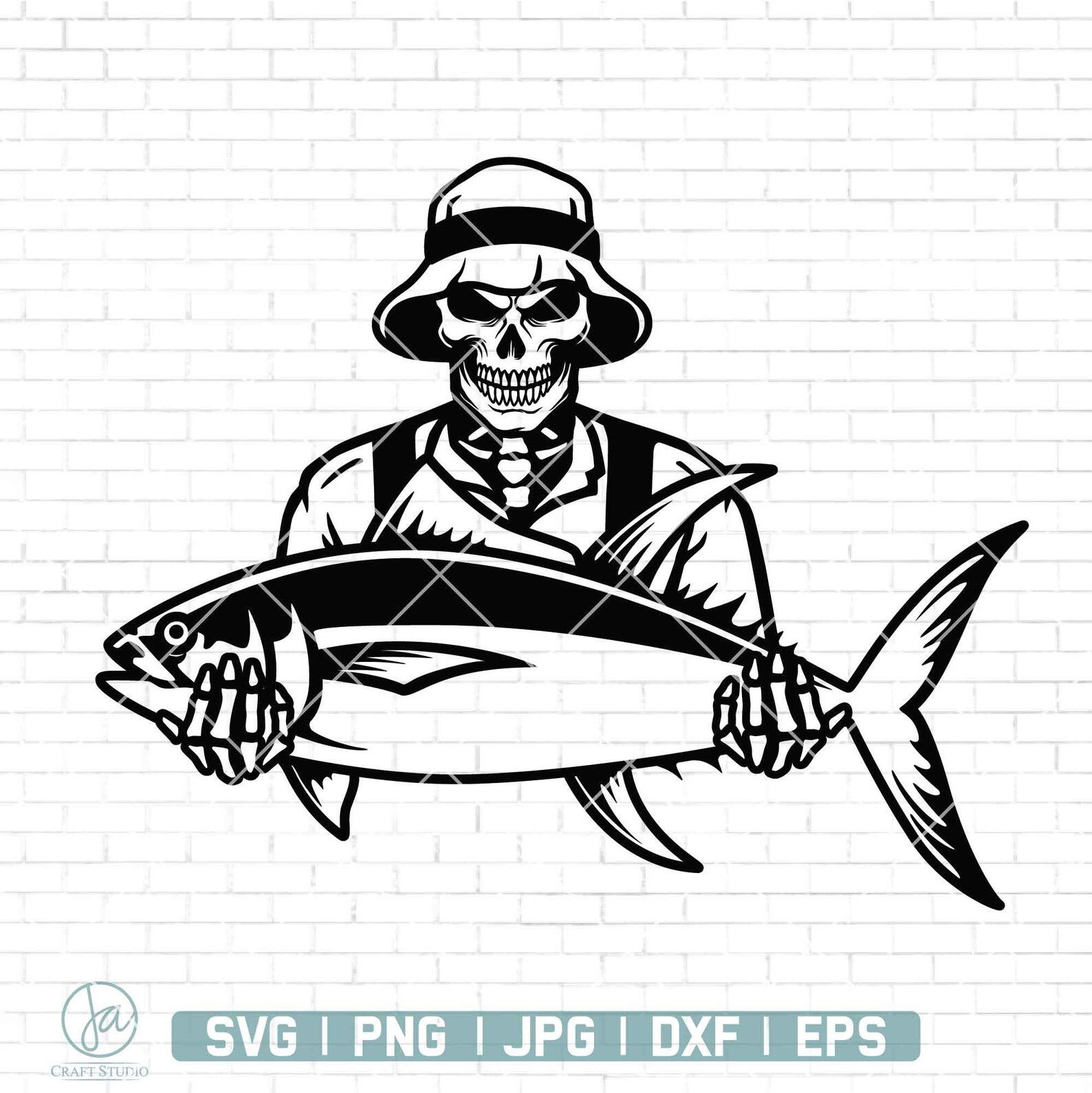 Skeleton Fisherman SVG | Skull Fishing SVG | Tuna Fish Svg | Fishing ...