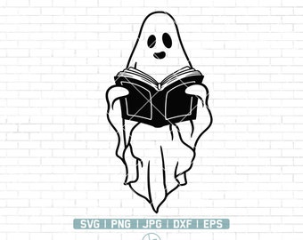 Halloween Book Lover SVG | Ghost Reading Book svg | Halloween Teacher svg | Teacher Ghost svg | Reading svg | Librarian svg | halloween png