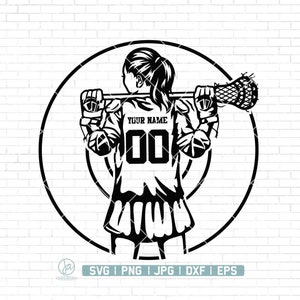 Personalisierter Name SVG, Lacrosse Spielerin Monogramm, Lacrosse Team geschnitten Datei, Lacrosse Team geschnitten Datei, Lacrosse Player Clipart, Lacrosse Cutfile, Png Dxf