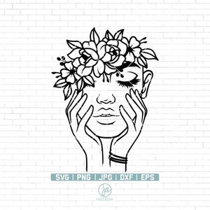 Floral woman Svg File / Flowers SVG / Silhouette Woman with flower Svg / Floral Svg / Floral Woman Svg File for Cricut and Silhouette