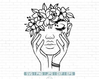 Floral woman Svg File | Flowers SVG | Silhouette Woman with flower Svg | Floral Svg | Floral Woman Svg File for Cricut and Silhouette