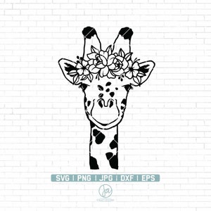 Giraffe Svg | Giraffe Flower Svg | Giraffe with flower crown svg | Animal Farm Svg | Giraffe svg for cricut | Giraffe Shirt | Giraffe Png