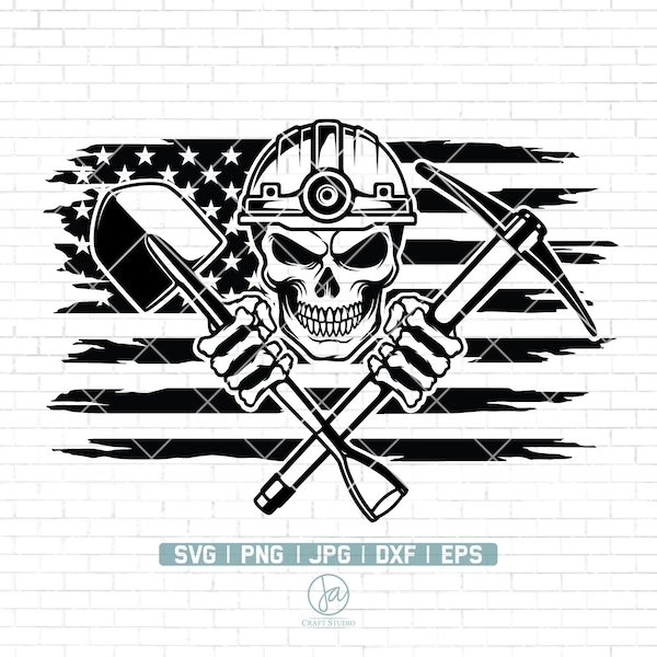 US Mining Skull Svg | Coal Miner Skull Svg | Skull Clipart | Miner Svg | Miner Skull Svg | Coal Mining svg | Mining Clipart | Dxf Png Jpg