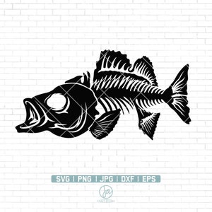 Skeleton Fish Svg | Fish Bone Svg | Piranha Svg | Angler Fish SVG | Sea Monster | Bass Fishing Svg | Fisherman Logo Svg | Clipart Png Dxf