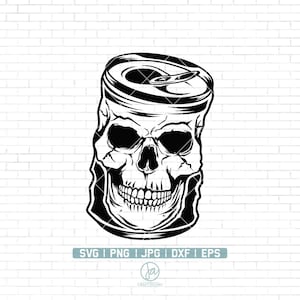Skull Beer Can SVG | Skull Svg | Soda Can SVG | Soda Pop SVG | Alcoholic Drink Svg | Instant Download | Skull Svg Files for Cricut | Png Dxf