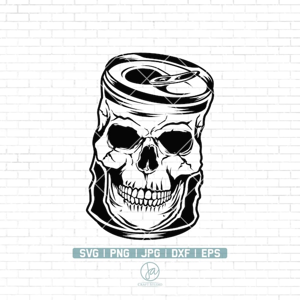 Skull Beer Can SVG | Skull Svg | Soda Can SVG | Soda Pop SVG | Alcoholic Drink Svg | Instant Download | Skull Svg Files for Cricut | Png Dxf