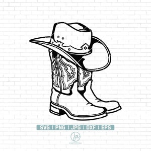 Botas de cowboy svg | Chapéu de cowboy Rodeo Lasso | Bota Cowgirl |Botas ocidentais svg | Sapatos ocidentais Svg | Cricut e Silhueta | Imprimível | Png Dxf