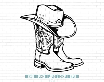 Cowboy boots svg | Cowboy hat Rodeo Lasso | Cowgirl boot |Western boots svg | Western shoes Svg | Cricut & Silhouette | Printable | Png Dxf