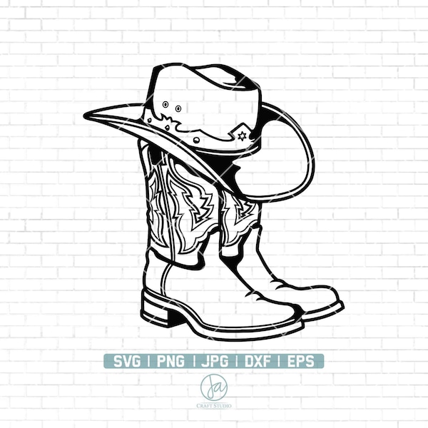 Cowboy boots svg | Cowboy hat Rodeo Lasso | Cowgirl boot |Western boots svg | Western shoes Svg | Cricut & Silhouette | Printable | Png Dxf