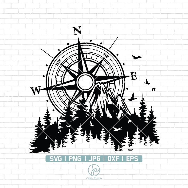 Compass and Mountain Svg - Etsy