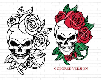 Skull svg | Flower Skull svg | Skull cut file | Floral Skull svg | halloween | gothic | skull with flowers svg file | witchy svg files | Png
