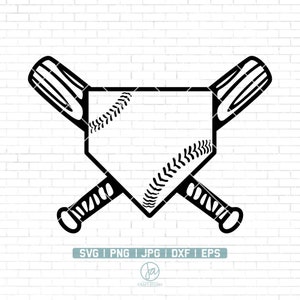 Home Plate SVG | Baseball Svg | Cross Bats SVG | Baseball Softball Svg | Baseball Mom Svg | Cricut & Silhouette | Printable | Png Dxf Eps