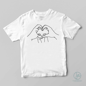 Family Hands Heart Svg | Mom Dad Kid Hands Line Art Svg | Family Hands ...