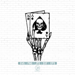 Pocket Aces Skull SVG | | Poker SVG Cartes à jouer Svg | Skull Gambler Svg | Squelette Svg | Crâne Svg | Cricut & Silhouette | Png Dxf Jpg Eps