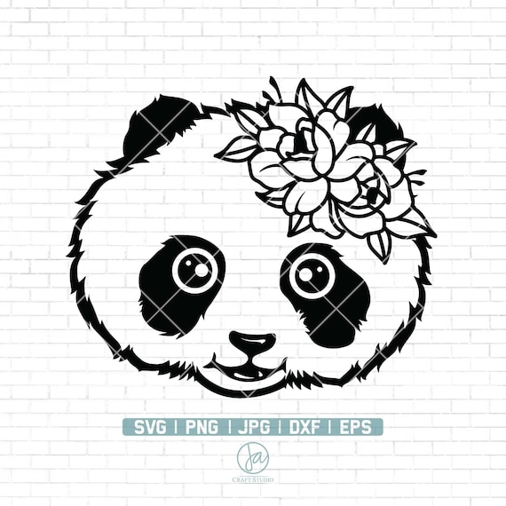 Floral Panda svg | Cute Panda svg | Floral Animal svg | Panda with flowers Svg | Baby Panda svg | Panda Svg Files for Cricut | Png Dxf Eps