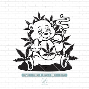 Bär Smoking Joint svg | Raucherbär Svg | Süßer Bär Svg | Hoher Bär Svg | Smoking Weed Svg | Bär Svg Dateien für Cricut | Png Dxf Jpg Eps