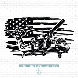 US Black Hawk Helicopter SVG / Helicopter Svg / Chopper Svg / Helicopter Clipart / Army Military Svg / Svg Files for Cricut and Silhouette