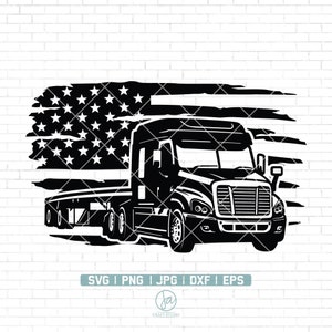 US Flatbed Semi Truck SVG | Truck Shirt | Trucker SVG | Semi Truck Files for Cricut | Semi Truck Svg Files for Silhouette | Png Dxf Eps Jpg