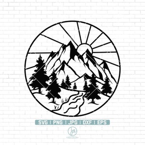 Mountains SVG | Outdoors Svg | Adventure Svg | Simple Design | Travel Svg | Cricut & Silhouette | Camper Illustration Clipart Vector Png Dxf