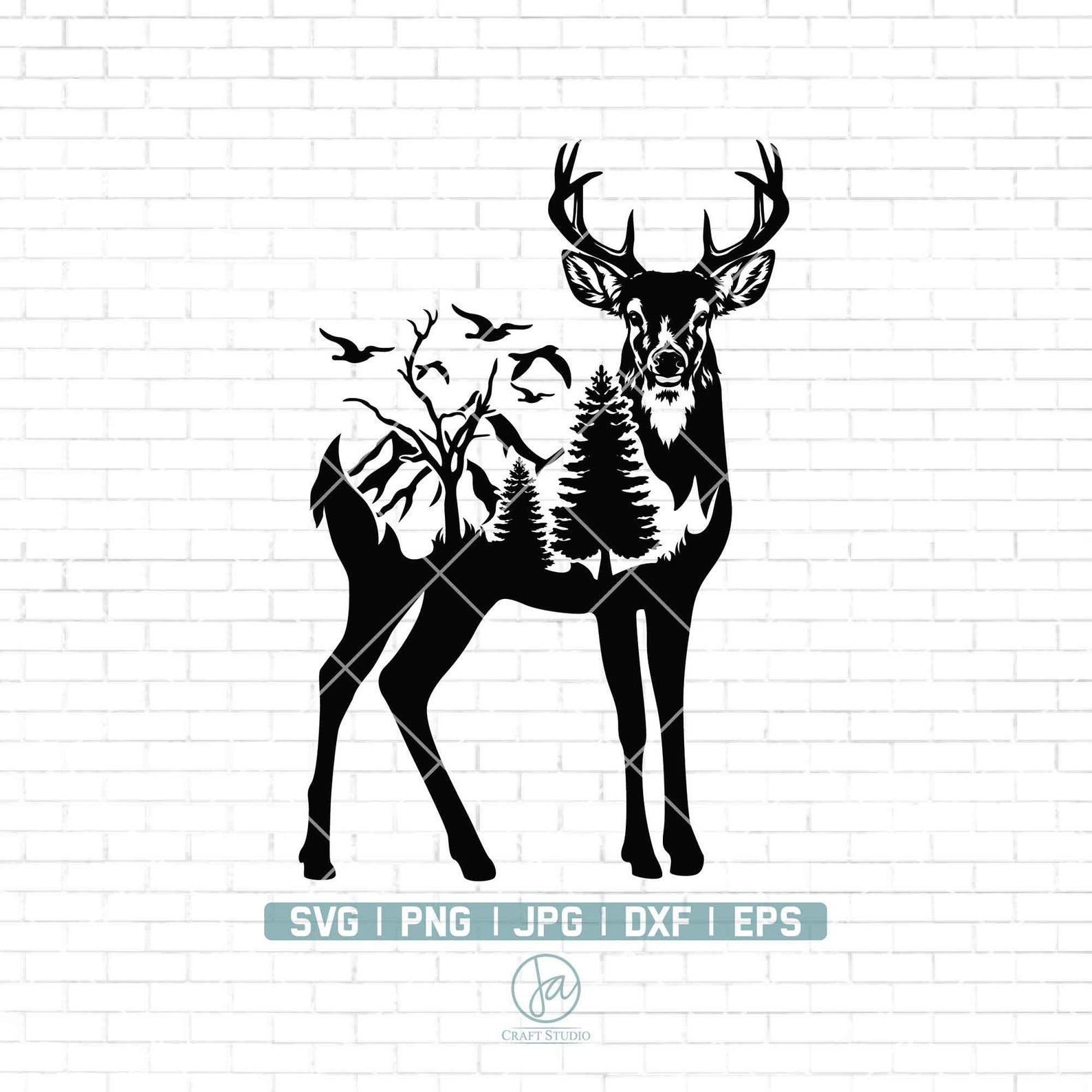 Deer in the Forest Svg | Deer Family Svg Cut File for Cricut | Deer PNG ...