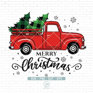 Frohe Weihnachten SVG | Red Christmas Truck SVG | Büffel kariertes SVG | Kinder Lustiges Weihnachtsshirt | Svg Dateien für Cricut und SIlhouette