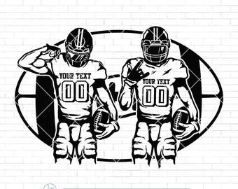 Two Football Players Svg | Personalized Name | Football Name Svg | Football Shirt | Football Season | Superbowl Clipart | Png Dxf Jpg Eps