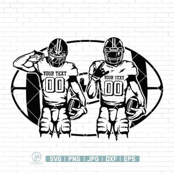 Two Football Players Svg | Personalized Name | Football Name Svg | Football Shirt | Football Season | Superbowl Clipart | Png Dxf Jpg Eps