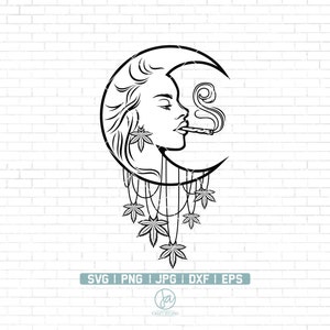 Weed High Smoking Moon | Smoking Joint svg | Smoking Cannabis Svg | Weed Svg | Cannabis Svg | Weed Cut Files | Marijuana svg | DIgital File