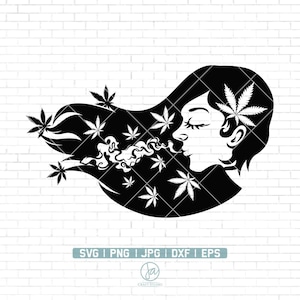Girl Smoking weed | Weed Svg | Girl Smoking Joint svg | Smoking Cannabis svg | Girl Smoking Marijuana | Instant Download | Png Dxf Jpg Eps