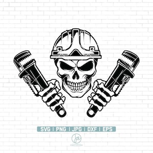 Plumber Skull Svg | Plumber repair svg | Plumber Svg | Pipefitter Skull Svg | Plumber Shirt | Skull Svg | Plumber Clipart | Dxf Jpg Png Eps