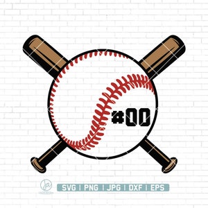 May include: A baseball design featuring a red-stitched baseball with the number "00" and two crossed baseball bats. The bats are brown and black, and the baseball is set against a white background.