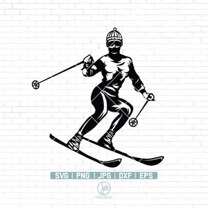 Skiing SVG | Skier Svg | American Snow Skier SVG | Skier Svg Files for Cricut | Skier Svg Files for Silhouette | Png Dxf Jpg Eps